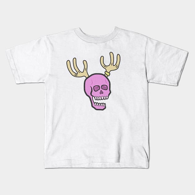 Deer antler skull Kids T-Shirt by dedeath